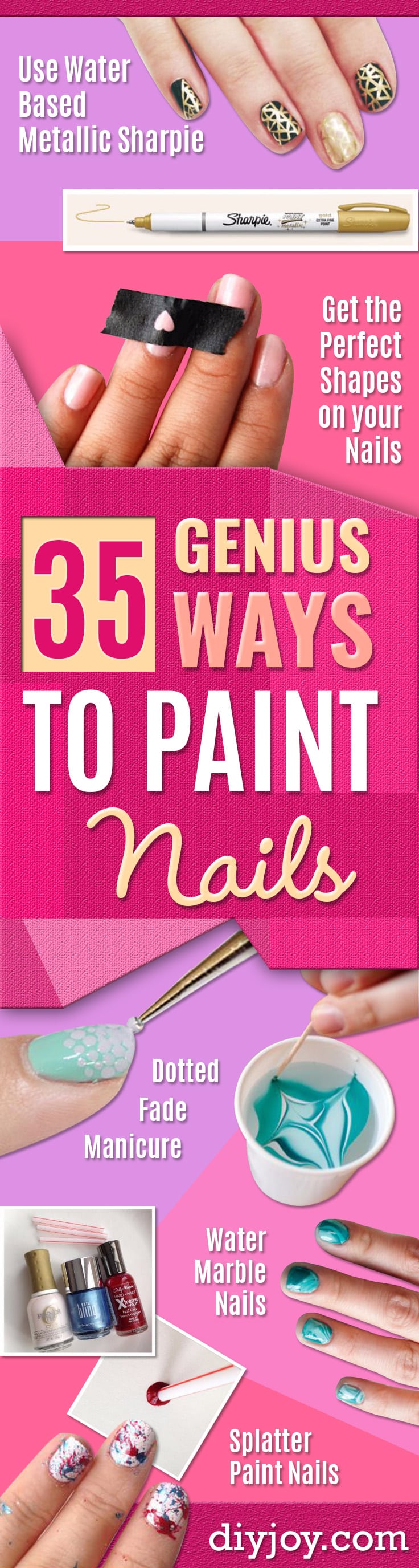 Easy Ways to Paint Nails - Quick Tips and Tricks for Manicures at Home - Nail Designs and Art Ideas for Simple DIY Pedicures and Manicure at Home - Hacks and Tutorials with Cool Step by Step Instructions and Tutorials - DIY Projects and Crafts by DIY JOY