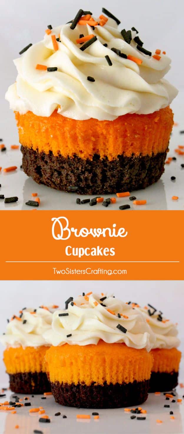 Best Halloween Party Snacks - Brownie Cupcakes - Healthy Ideas for Kids for School, Teens and Adults - Easy and Quick Recipes and Idea for Dips, Chips, Spooky Cookies and Treats - Appetizers and Finger Foods Made With Vegetables, No Candy, Cheap Food, Scary DIY Party Foods With Step by Step Tutorials #halloween #halloweenrecipes #halloweenparty