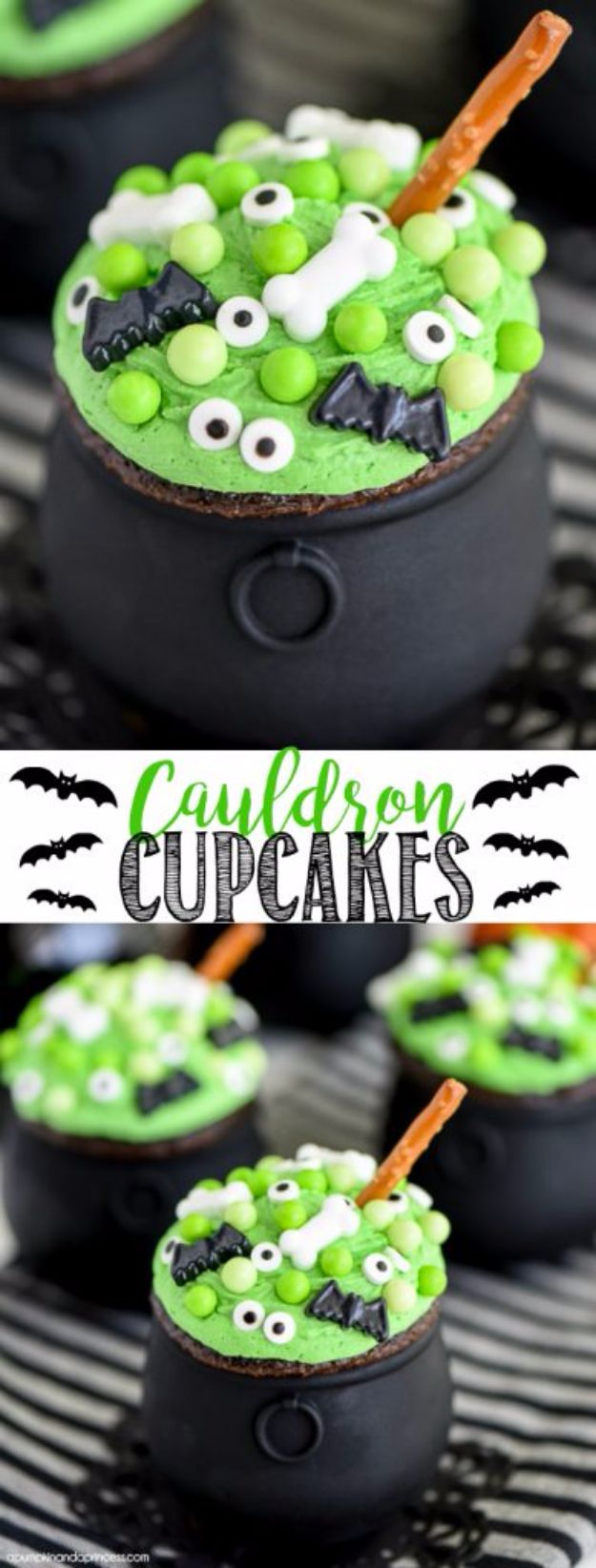 Cute Halloween Party Recipes - Cauldron Cupcakes - Healthy Ideas for Kids for School, Teens and Adults - Easy and Quick Recipes and Idea for Dips, Chips, Spooky Cookies and Treats - Appetizers and Finger Foods Made With Vegetables, No Candy, Cheap Food, Scary DIY Party Foods With Step by Step Tutorials #halloween #halloweenrecipes #halloweenparty