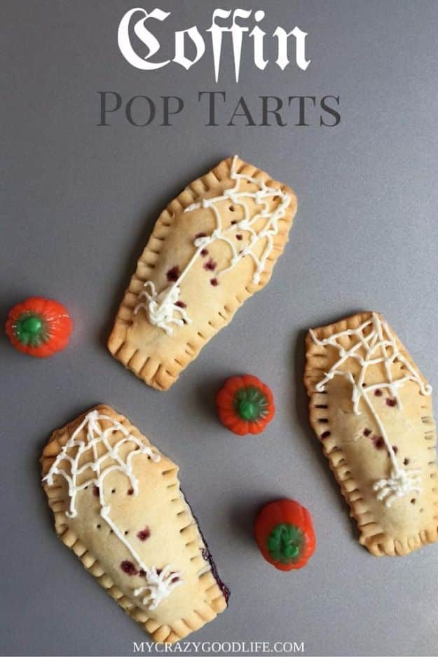 Best Halloween Party Snacks - Coffin Pop Tarts - Healthy Ideas for Kids for School, Teens and Adults - Easy and Quick Recipes and Idea for Dips, Chips, Spooky Cookies and Treats - Appetizers and Finger Foods Made With Vegetables, No Candy, Cheap Food, Scary DIY Party Foods With Step by Step Tutorials #halloween #halloweenrecipes #halloweenparty