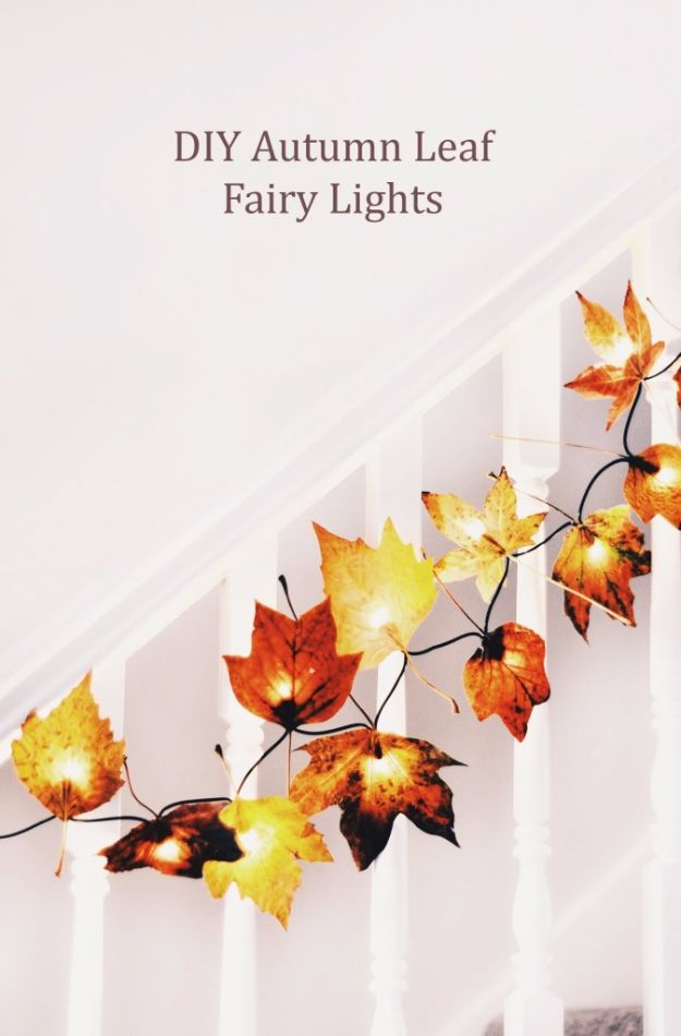 Best Crafts for Fall - DIY Autumn Leaf Fairy Lights - DIY Mason Jar Ideas, Dollar Store Crafts, Rustic Pumpkin Ideas, Wreaths, Candles and Wall Art, Centerpieces, Wedding Decorations, Homemade Gifts, Craft Projects with Leaves, Flowers and Burlap, Painted Art, Candles and Luminaries for Cool Home Decor - Quick and Easy Projects With Step by Step Tutorials and Instructions 