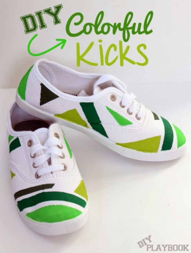 DIY Ideas for Tennis Shoes and Sneakers - DIY Colorful Kicks - Fun Projects to Decorate, Update and Style Your High Tops, Keds, Canvas Shoes, Chuck Taylors, White Converse and All Star - Tips, Tutorials, Free Pattern and Step by Step Tutorial - Sparkle, Glitter, Paint, Stencil Tie Dye - Cool Christmas Gifts and Presents and Homemade Gifts for Adults, Teens and Kids 