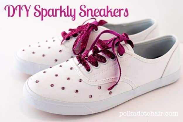 DIY Ideas for Tennis Shoes and Sneakers - DIY Sparkly Shoes - Fun Projects to Decorate, Update and Style Your High Tops, Keds, Canvas Shoes, Chuck Taylors, White Converse and All Star - Tips, Tutorials, Free Pattern and Step by Step Tutorial - Sparkle, Glitter, Paint, Stencil Tie Dye - Cool Christmas Gifts and Presents and Homemade Gifts for Adults, Teens and Kids 