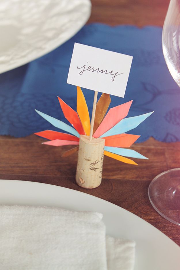 Best Crafts for Fall - DIY Turkey Feather Place Cards - DIY Mason Jar Ideas, Dollar Store Crafts, Rustic Pumpkin Ideas, Wreaths, Candles and Wall Art, Centerpieces, Wedding Decorations, Homemade Gifts, Craft Projects with Leaves, Flowers and Burlap, Painted Art, Candles and Luminaries for Cool Home Decor - Quick and Easy Projects With Step by Step Tutorials and Instructions