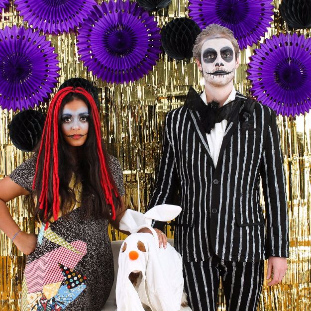 DIY Halloween Costumes for Couples - Easy Nightmare Before Christmas Couple’s Costume - Funny, Creative and Scary Ideas for Parties, College Party - Unique and Cute Project Idea for Disney Characters, Superhero, Movie Themes, Bonnie and Clyde, Homemade Costume Projects for Boyfriends - Quick Last Minutes Halloween Costume Ideas from Pinterest #halloween #halloweencostumes
