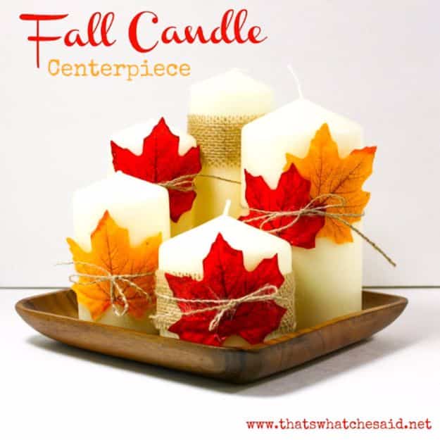 Best Crafts for Fall - Fall Candle Centerpiece - DIY Mason Jar Ideas, Dollar Store Crafts, Rustic Pumpkin Ideas, Wreaths, Candles and Wall Art, Centerpieces, Wedding Decorations, Homemade Gifts, Craft Projects with Leaves, Flowers and Burlap, Painted Art, Candles and Luminaries for Cool Home Decor - Quick and Easy Projects With Step by Step Tutorials and Instructions