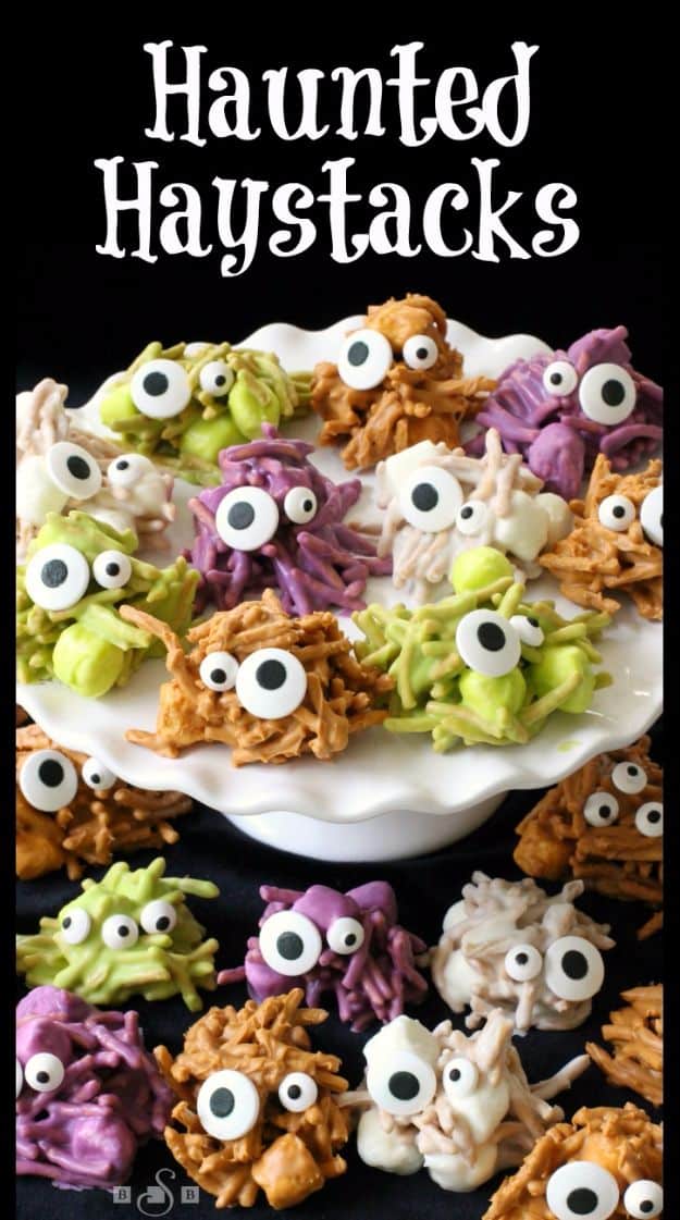 Best Halloween Party Snacks - Haunted Haystacks - Healthy Ideas for Kids for School, Teens and Adults - Easy and Quick Recipes and Idea for Dips, Chips, Spooky Cookies and Treats - Appetizers and Finger Foods Made With Vegetables, No Candy, Cheap Food, Scary DIY Party Foods With Step by Step Tutorials #halloween #halloweenrecipes #halloweenparty