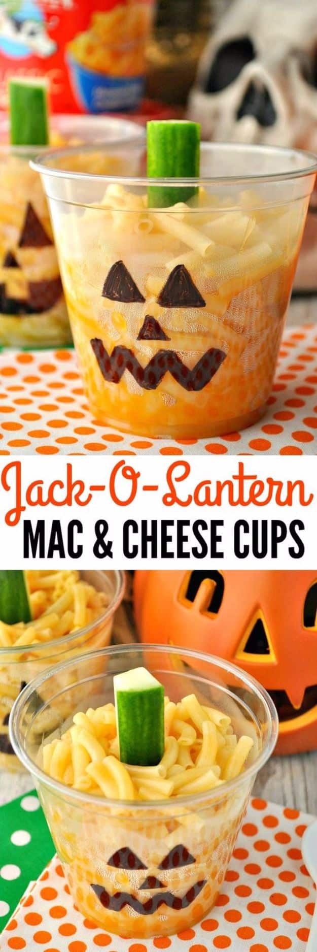 Cute Halloween Party Snacks - Jack-O-Lantern Mac and Cheese Cups - Healthy Ideas for Kids for School, Teens and Adults - Easy and Quick Recipes and Idea for Dips, Chips, Spooky Cookies and Treats - Appetizers and Finger Foods Made With Vegetables, No Candy, Cheap Food, Scary DIY Party Foods With Step by Step Tutorials #halloween #halloweenrecipes #halloweenparty