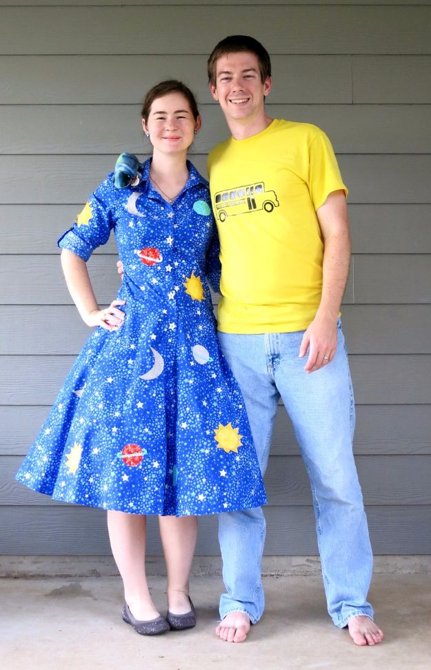 DIY Halloween Costumes for Couples - Magic School Bus Halloween Costumes - Funny, Creative and Scary Ideas for Parties, College Party - Unique and Cute Project Idea for Disney Characters, Superhero, Movie Themes, Bonnie and Clyde, Homemade Costume Projects for Boyfriends - Quick Last Minutes Halloween Costume Ideas from Pinterest #halloween #halloweencostumes