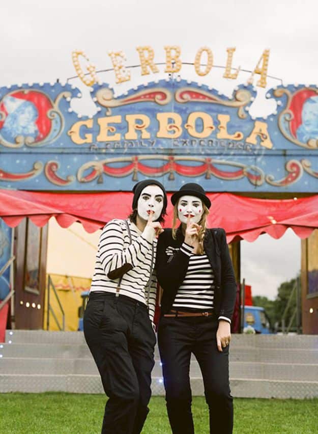 DIY Halloween Costumes for Couples - Mimes At The Circus - Funny, Creative and Scary Ideas for Parties, College Party - Unique and Cute Project Idea for Disney Characters, Superhero, Movie Themes, Bonnie and Clyde, Homemade Costume Projects for Boyfriends - Quick Last Minutes Halloween Costume Ideas from Pinterest #halloween #halloweencostumes