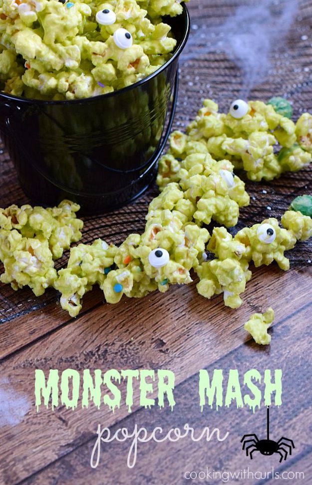 Best Halloween Party Snack Ideas with Recipes - Monster Mash Popcorn Recipe Healthy Ideas for Kids for School, Teens and Adults - Easy and Quick Recipes and Idea for Dips, Chips, Spooky Cookies and Treats - Appetizers and Finger Foods Made With Vegetables, No Candy, Cheap Food, Scary DIY Party Foods With Step by Step Tutorials #halloween #halloweenrecipes #halloweenparty