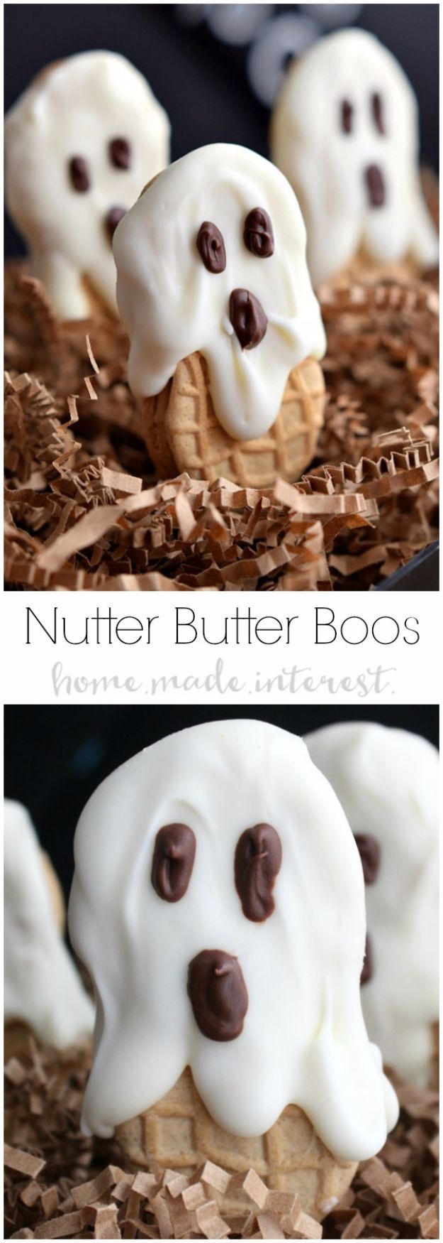 Best Halloween Party Snacks - Nutter Butter Boos - Healthy Ideas for Kids for School, Teens and Adults - Easy and Quick Recipes and Idea for Dips, Chips, Spooky Cookies and Treats - Appetizers and Finger Foods Made With Vegetables, No Candy, Cheap Food, Scary DIY Party Foods With Step by Step Tutorials #halloween #halloweenrecipes #halloweenparty