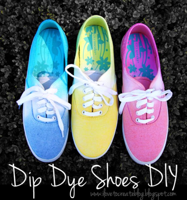 DIY Ideas for Tennis Shoes and Sneakers - Ombre Tie Dye Sneakers DIY - Fun Projects to Decorate, Update and Style Your High Tops, Keds, Canvas Shoes, Chuck Taylors, White Converse and All Star - Tips, Tutorials, Free Pattern and Step by Step Tutorial - Sparkle, Glitter, Paint, Stencil Tie Dye - Cool Christmas Gifts and Presents and Homemade Gifts for Adults, Teens and Kids 