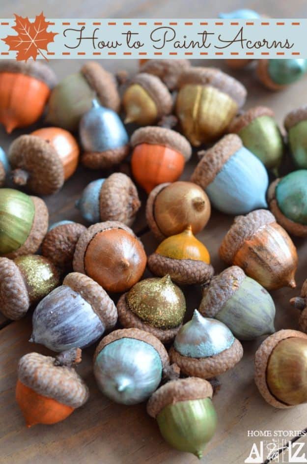 Best Crafts for Fall - Painted Acorns - DIY Mason Jar Ideas, Dollar Store Crafts, Rustic Pumpkin Ideas, Wreaths, Candles and Wall Art, Centerpieces, Wedding Decorations, Homemade Gifts, Craft Projects with Leaves, Flowers and Burlap, Painted Art, Candles and Luminaries for Cool Home Decor - Quick and Easy Projects With Step by Step Tutorials and Instructions 