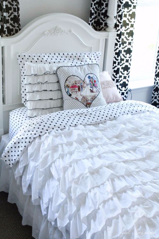 DIY Duvet Covers - Shabby Chic Ruffled Duvet Cover - Easy Duvets to Make For Room Decor Ideas - No Sew Ideas for Duvets - Cheap Bedroom Decor Ideas on A Budget - How To Sew A Duvet Cover and Bedding Tutorial - Creative Covers for Bed - Quick Projects for Making Designer Duvets - Awesome Home Decor Ideas and Crafts #duvet #diybedroom #roomdecor #sewingideas