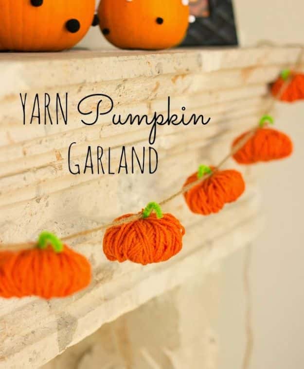 Best Crafts for Fall - Yarn Pumpkin Garland - DIY Mason Jar Ideas, Dollar Store Crafts, Rustic Pumpkin Ideas, Wreaths, Candles and Wall Art, Centerpieces, Wedding Decorations, Homemade Gifts, Craft Projects with Leaves, Flowers and Burlap, Painted Art, Candles and Luminaries for Cool Home Decor - Quick and Easy Projects With Step by Step Tutorials and Instructions 