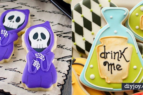 Cute Halloween Cookies - Easy Recipes and Cookie Tutorials for Making Quick Halloween Treats - Spooky DIY Decorated Ghosts, Pumpkins, Bats, No Bake, Spiders and Spiderwebs, Tombstones and Healthy Options, Kids and Teens Cookies for School