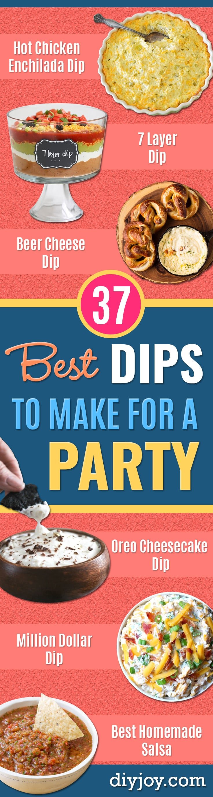 dip recipes - Easy Dips and Recipe Ideas for A Party Appetizer - Cold Recipe Ideas for Chips, Crockpot, Mexican Bean Dip, Desserts and Healthy Fruit Options - Italian Dressing and Ranch Dip Recipe Ideas