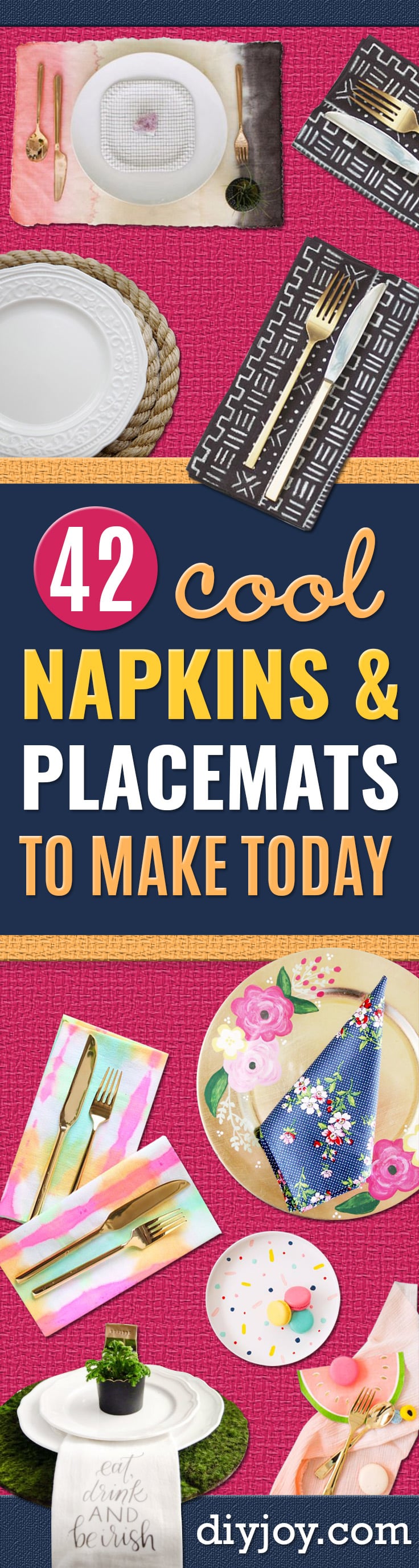DIY Napkins and Placemats - Easy Sewing Projects, Cute No Sew Ideas and Creative Ways To Make a Napkin or Placemat - Quick DIY Gift Ideas for Friends, Family and Awesome Home Decor - Cheap Do It Yourself Kitchen Decor - Simple Wedding Gifts You Can Make On A Budget