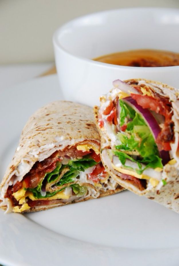 Easy Dinner Ideas for One - Bacon Ranch Turkey Wrap - Quick, Fast and Simple Recipes to Make for a Single Person - Freeze and Make Ahead Dinner Recipe Tips for Best Weeknight Dinners for Singles - Chicken, Fish, Vegetable, No Bake and Vegetarian Options - Crockpot, Microwave, Healthy, Lowfat Options 