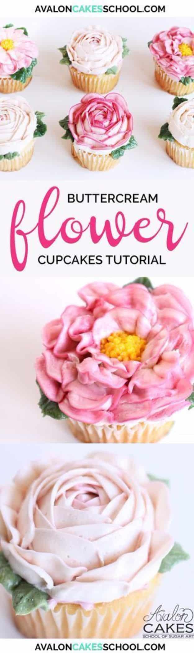 Cool Cupcake Decorating Ideas - Buttercream Flower Cupcakes - Easy Ways To Decorate Cute, Adorable Cupcakes - Quick Recipes and Simple Decorating Tips With Icing, Candy, Chocolate, Buttercream Frosting and Fruit kids birthday party ideas cake