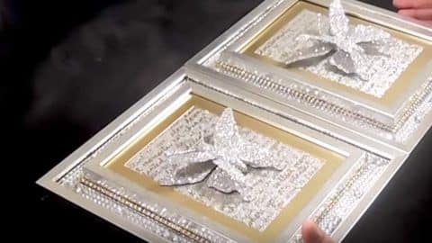 She Puts Bling On A Frame, Adds A Frame On Top…The Butterfly Tops It Off! | DIY Joy Projects and Crafts Ideas