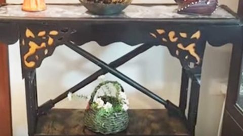 Forget Ethan Allen…She Uses Cardboard, Glue, PVC, And Paint To Make This Cool Table! | DIY Joy Projects and Crafts Ideas