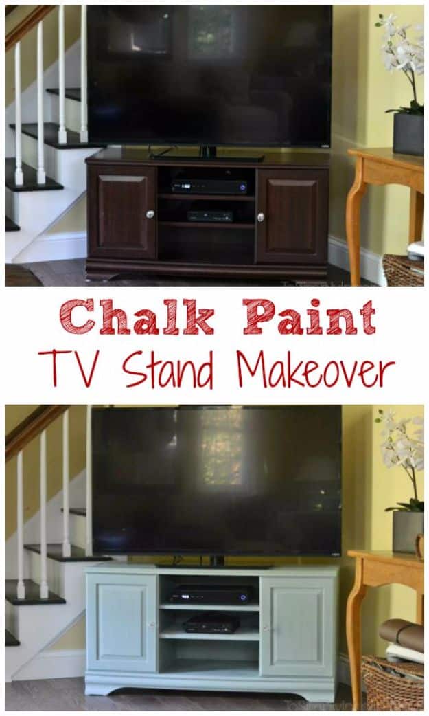 DIY Media Consoles and TV Stands - Chalk Paint TV Stand Makeover - Make a Do It Yourself Entertainment Center With These Easy Step By Step Tutorials - Easy Farmhouse Decor Media Stand for Television - Free Plans and Instructions for Building and Painting Your Own DIY Furniture - IKEA Hacks for TV Stand Idea - Quick and Easy Ways to Decorate Your Home On A Budget #diyhomedecor