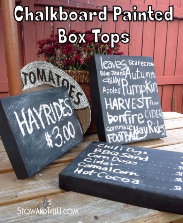 DIY Ideas With Shoe Boxes - Chalkboard Painted Box Tops - Shoe Box Crafts and Organizers for Storage - How To Make A Shelf, Makeup Organizer, Kids Room Decoration, Storage Ideas Projects - Cheap Home Decor DIY Ideas for Kids, Adults and Teens Rooms #diyideas #upcycle