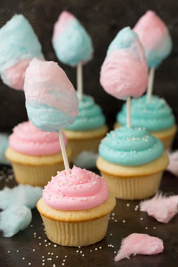 Cool Cupcake Decorating Ideas - Cotton Candy Cupcakes - Easy Ways To Decorate Cute, Adorable Cupcakes - Quick Recipes and Simple Decorating Tips With Icing, Candy, Chocolate, Buttercream Frosting and Fruit kids birthday party ideas cake