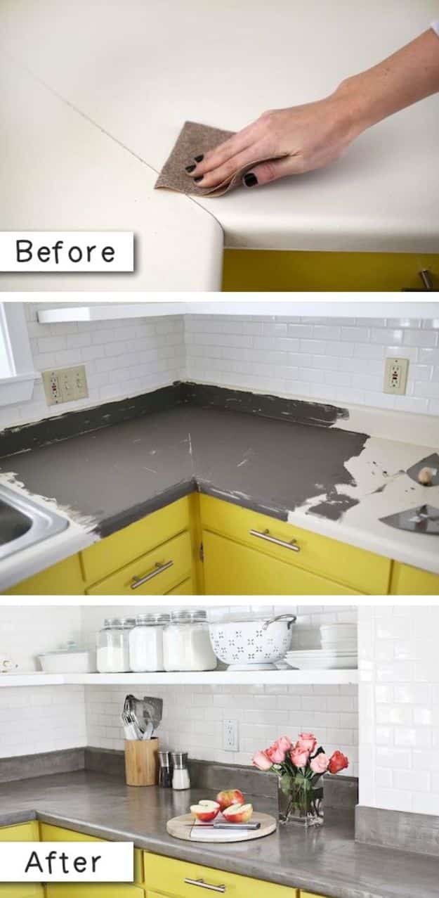 Easy Home Repair Hacks - Cover Up Laminate Countertops - Quick Ways To Fix Your Home With Cheap and Fast DIY Projects - Step by step Tutorials, Good Ideas for Renovating, Simple Tips and Tricks for Home Improvement on A Budget #diy #homeimprovement