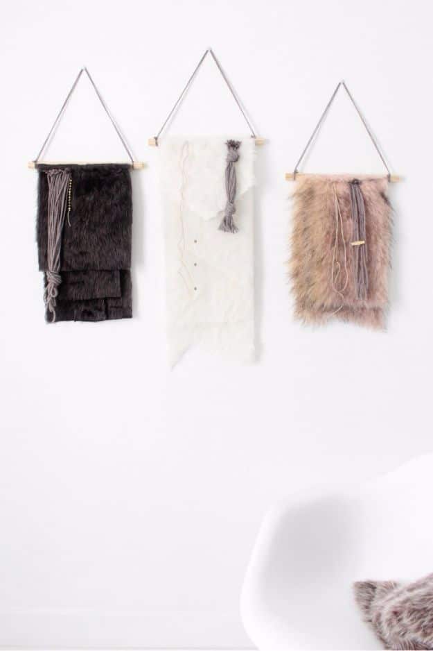 Cheap Wedding Gift Ideas - DIY Faux Fur Wall Hangings - DIY Wedding Gifts You Can Make On A Budget - Quick and Easy Ideas for Handmade Presents for the Couple Getting Married - Inexpensive Things To Make for Bride and Groom - DIY Home Decor, Wall Art, Glassware, Furniture, Tableware, Place Settings, Cake and Cookie Plates and Glasses #diyweddings #weddinggifts