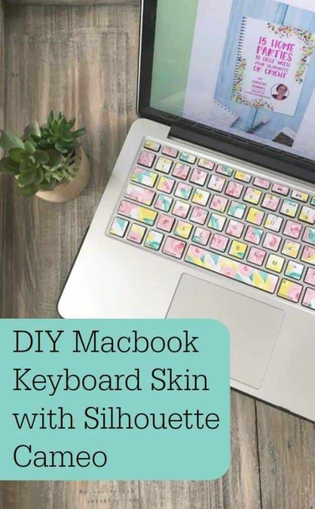 DIY Ideas for Your Computer - DIY Macbook Keyboard Skin with Silhouette Cameo - Cool Desk, Home Office, Bulletin Boards and Tech Projects for Kids, Awesome Tips and Tricks for Your Laptop and Desktop, Best Shortcuts and Neat Ways To Make Your Computer Even Better With Productivity Tips 