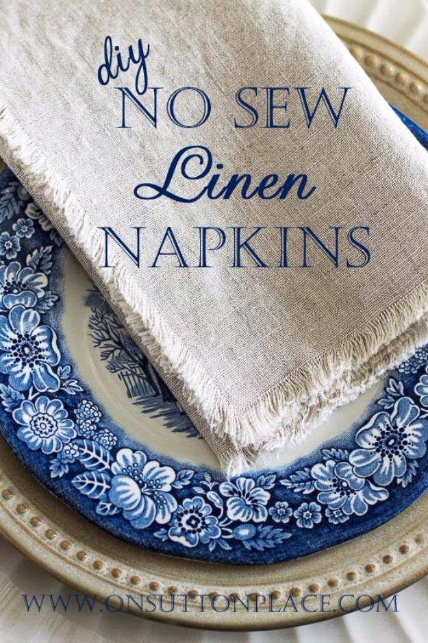 DIY Napkins and Placemats - DIY No Sew Linen Napkins - Easy Sewing Projects, Cute No Sew Ideas and Creative Ways To Make a Napkin or Placemat - Quick DIY Gift Ideas for Friends, Family and Awesome Home Decor - Cheap Do It Yourself Kitchen Decor - Simple Wedding Gifts You Can Make On A Budget 