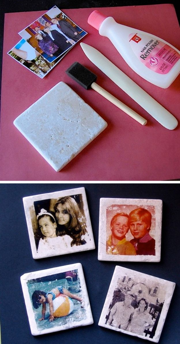 Cheap Wedding Gift Ideas - DIY Photo Coasters - DIY Wedding Gifts You Can Make On A Budget - Quick and Easy Ideas for Handmade Presents for the Couple Getting Married - Inexpensive Things To Make for Bride and Groom - DIY Home Decor, Wall Art, Glassware, Furniture, Tableware, Place Settings, Cake and Cookie Plates and Glasses #diyweddings #weddinggifts
