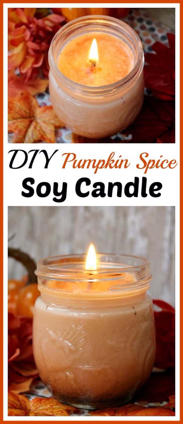 DIY Ideas for Candles - DIY Pumpkin Spice Soy Candle - Cute, Cheap and Creative Ways to Decorate With Candles - Votives and Candle Holders Make Some Of Our Favorite Home Decor Ideas and Homemade Do It Yourself Gifts - Give One of These Inexpensive Ideas to Mom, Dad and Friends - Easy Dollar Store Crafts With Candle 