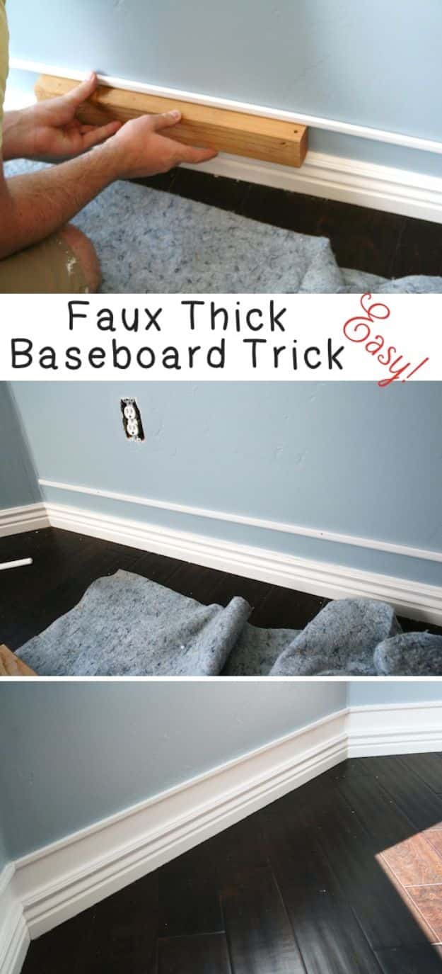 Easy Home Repair Hacks - Faux Thick Baseboard - Quick Ways To Fix Your Home With Cheap and Fast DIY Projects - Step by step Tutorials, Good Ideas for Renovating, Simple Tips and Tricks for Home Improvement on A Budget #diy #homeimprovement