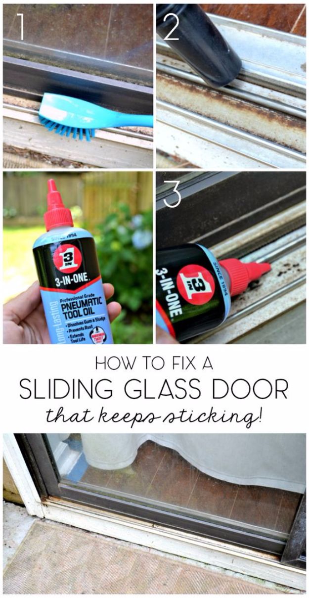 DIY Home Repair Hacks - Fix Sliding Glass Door - Quick Ways To Fix Your Home With Cheap and Fast DIY Projects - Step by step Tutorials, Good Ideas for Renovating, Simple Tips and Tricks for Home Improvement on A Budget #diy #homeimprovement