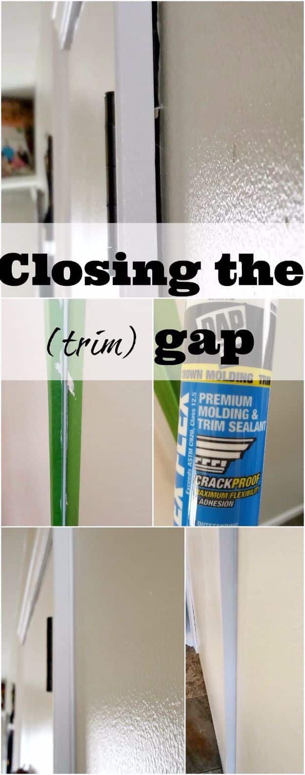 Easy Home Repair Hacks - Fixing The Gap In Trim - Quick Ways to Easily Fix Broken Things Around The House - DIY Tricks for Home Improvement and Repairs - Simple Solutions for Kitchen, Bath, Garage and Yard - Caulk, Grout, Wall Repair and Wood Patching and Staining #hacks #homeimprovement