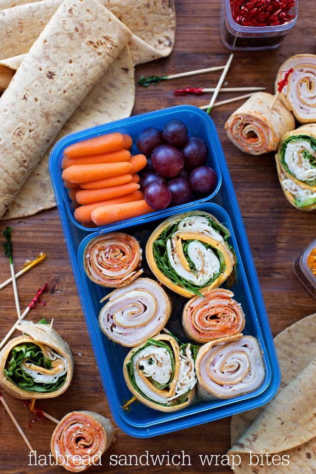 Back to School Lunch Ideas - Flatbread Wrap Bites - Quick Snacks, Lunches and Homemade Lunchables - Bento Box Style Lunch for People in A Hurry - Fast Lunch Recipes to Pack Ahead - Healthy Ideas for Kids, Teens and Adults 