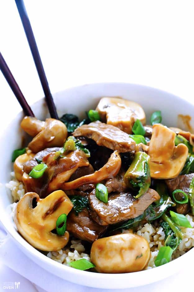 Easy Dinner Ideas for Two - Ginger, Beef, Mushroom and Kale Stir Fry - Quick, Fast and Simple Recipes to Make for Two People - Freeze and Make Ahead Dinner Recipe Tips for Best Weeknight Dinners - Chicken, Fish, Vegetable, No Bake and Vegetarian Options - Crockpot, Microwave, Healthy, Lowfat 