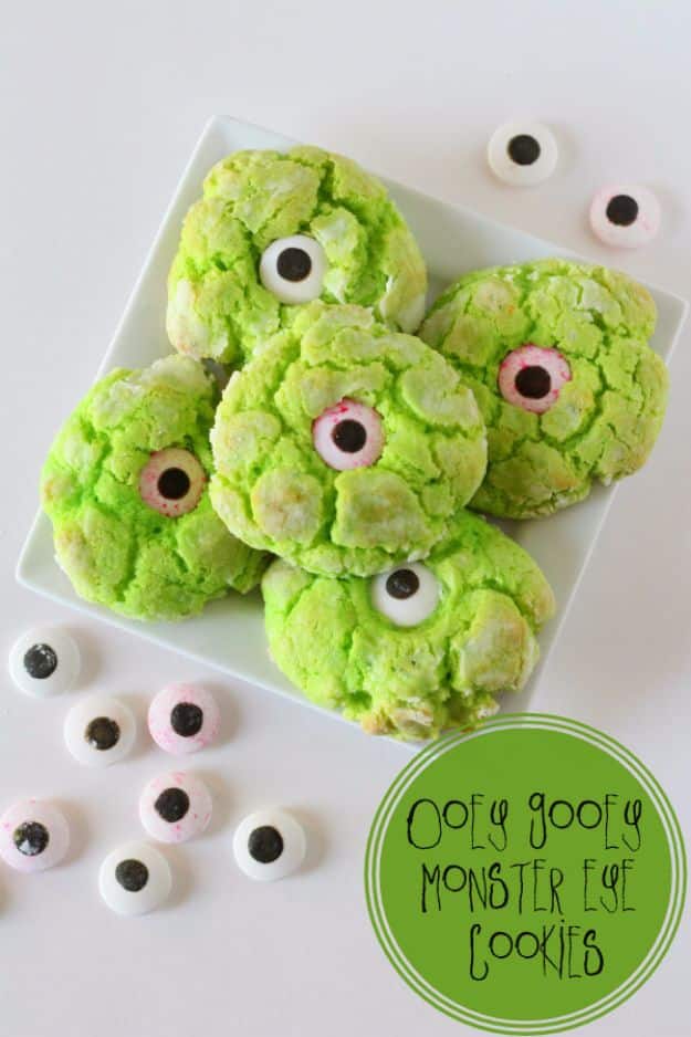 Cute Halloween Cookies - Gooey Monster Eye Cookies - Easy Recipes and Cookie Tutorials for Making Quick Halloween Treats - Spooky DIY Decorated Ghosts, Pumpkins, Bats, No Bake, Spiders and Spiderwebs, Tombstones and Healthy Options, Kids and Teens Cookies for School #halloween #halloweencookies