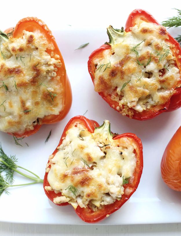 Easy Dinner Ideas for Two - Greek Style Stuffed Peppers - Quick, Fast and Simple Recipes to Make for Two People - Freeze and Make Ahead Dinner Recipe Tips for Best Weeknight Dinners - Chicken, Fish, Vegetable, No Bake and Vegetarian Options - Crockpot, Microwave, Healthy, Lowfat 