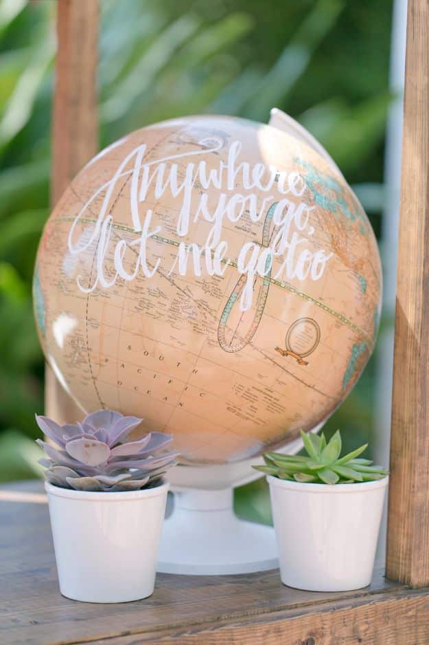 Cheap Wedding Gift Ideas - Hand Painted Globe - DIY Wedding Gifts You Can Make On A Budget - Quick and Easy Ideas for Handmade Presents for the Couple Getting Married - Inexpensive Things To Make for Bride and Groom - DIY Home Decor, Wall Art, Glassware, Furniture, Tableware, Place Settings, Cake and Cookie Plates and Glasses #diyweddings #weddinggifts