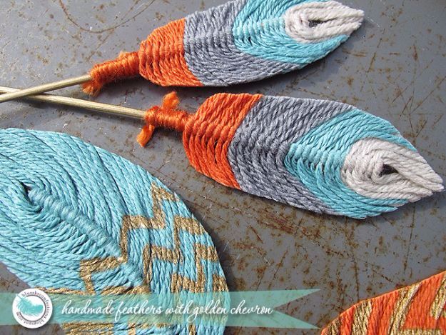 DIY Ideas With Yarn and Best Yarn Crafts - Handmade Feather Out Of Yarn - Wall Hangings, Easy Dream Catchers, Crochet Ideas for Teens, Adults and Kids - Knitting , No Sew and Weaving Projects Make Awesome Wall Art and Home Decor on A Budget 