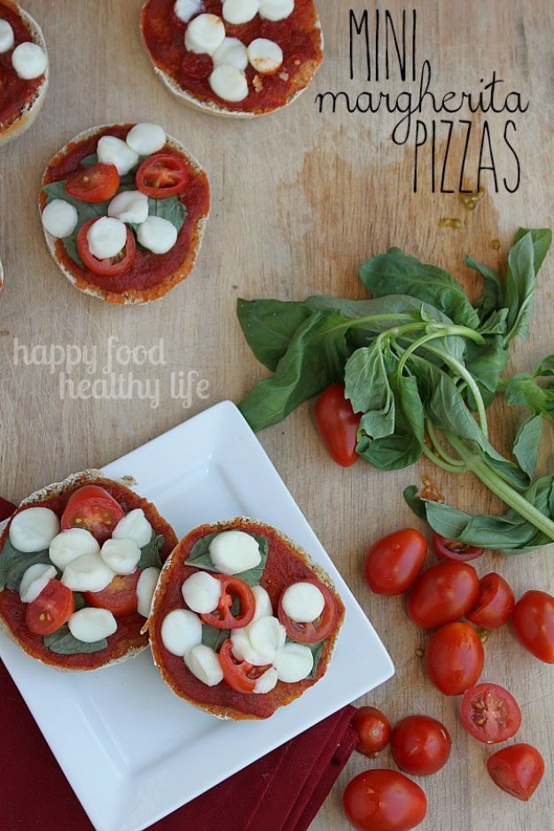 Back to School Lunch Ideas - Healthy Mini Margherita Pizzas - Quick Snacks, Lunches and Homemade Lunchables - Bento Box Style Lunch for People in A Hurry - Fast Lunch Recipes to Pack Ahead - Healthy Ideas for Kids, Teens and Adults 