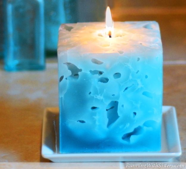 DIY Ideas for Candles - Ice Candle - Cute, Cheap and Creative Ways to Decorate With Candles - Votives and Candle Holders Make Some Of Our Favorite Home Decor Ideas and Homemade Do It Yourself Gifts - Give One of These Inexpensive Ideas to Mom, Dad and Friends - Easy Dollar Store Crafts With Candle 