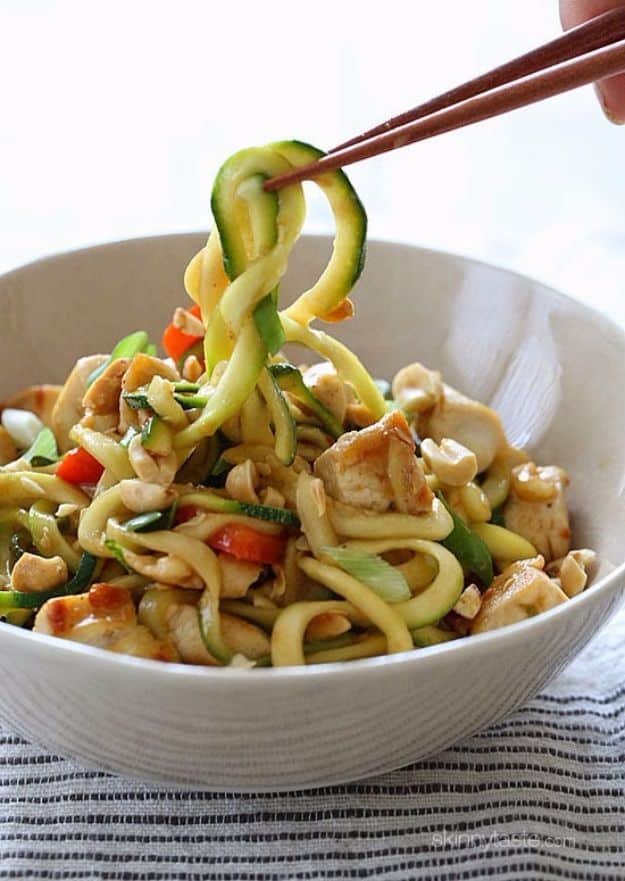 Easy Dinner Ideas for Two - Kung Pao Chicken Zoodles For Two - Quick, Fast and Simple Recipes to Make for Two People - Freeze and Make Ahead Dinner Recipe Tips for Best Weeknight Dinners - Chicken, Fish, Vegetable, No Bake and Vegetarian Options - Crockpot, Microwave, Healthy, Lowfat 