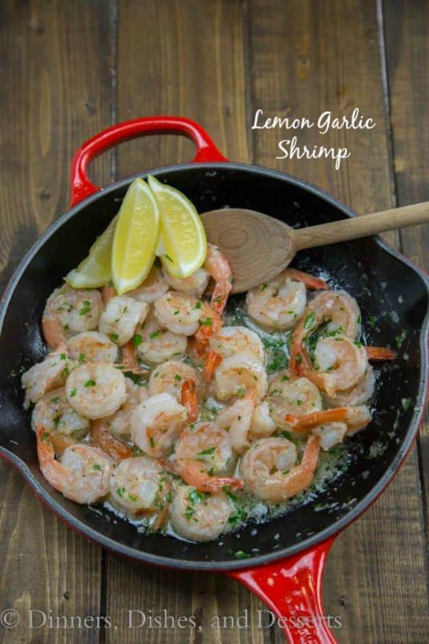 Easy Dinner Ideas for Two - Lemon Garlic Shrimp - Quick, Fast and Simple Recipes to Make for Two People - Freeze and Make Ahead Dinner Recipe Tips for Best Weeknight Dinners - Chicken, Fish, Vegetable, No Bake and Vegetarian Options - Crockpot, Microwave, Healthy, Lowfat 