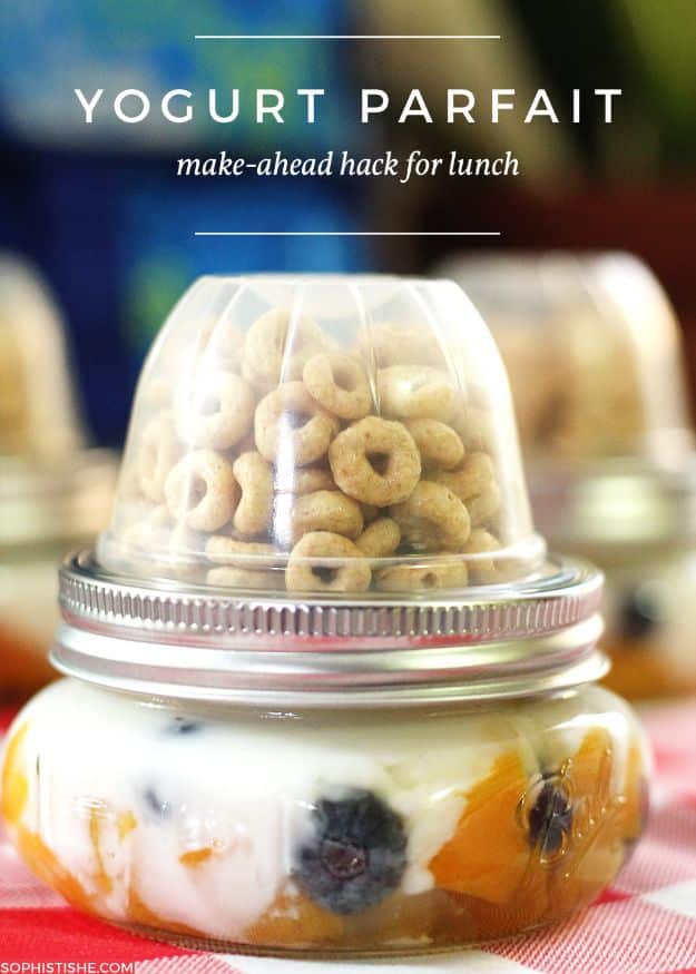 Back to School Lunch Ideas - Make Ahead Yogurt Parfait - Quick Snacks, Lunches and Homemade Lunchables - Bento Box Style Lunch for People in A Hurry - Fast Lunch Recipes to Pack Ahead - Healthy Ideas for Kids, Teens and Adults 